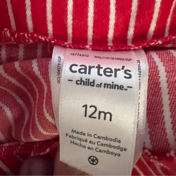 🌱🦢4 FOR $15!🦢🌱 Carters Red Striped Kids Overalls - Picture 2 of 2